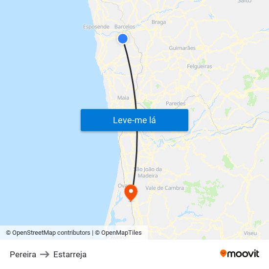 Pereira to Estarreja map