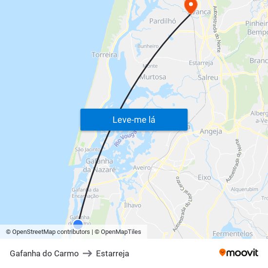 Gafanha do Carmo to Estarreja map