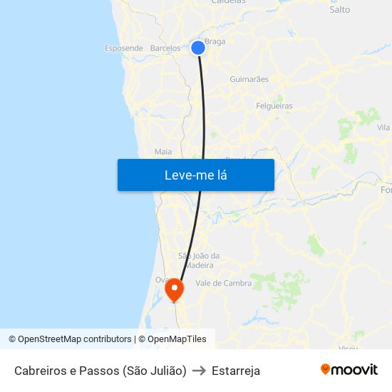 Cabreiros e Passos (São Julião) to Estarreja map