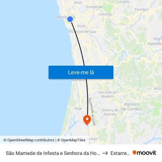 São Mamede de Infesta e Senhora da Hora to Estarreja map