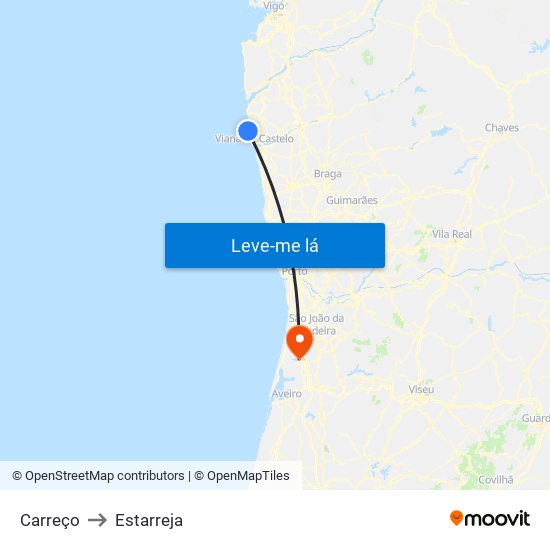 Carreço to Estarreja map