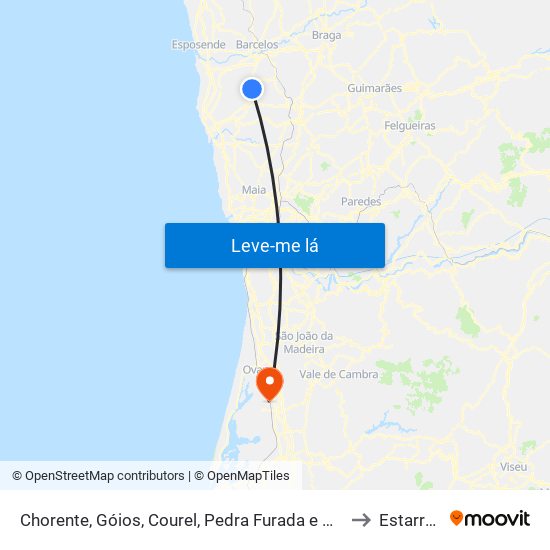 Chorente, Góios, Courel, Pedra Furada e Gueral to Estarreja map