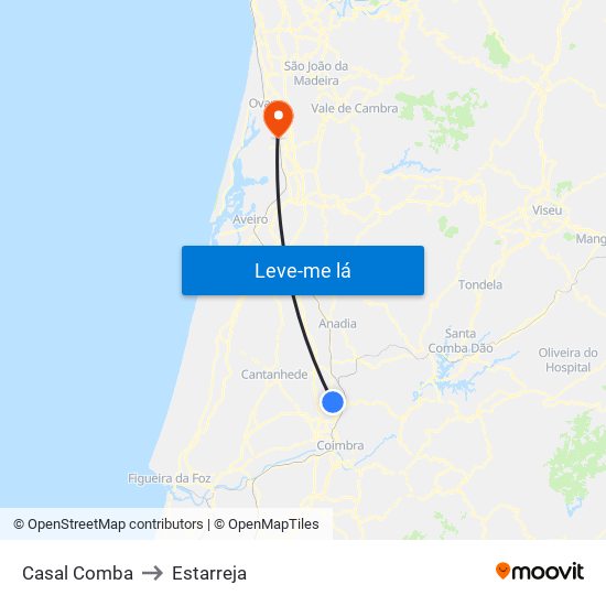 Casal Comba to Estarreja map