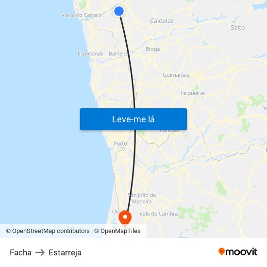 Facha to Estarreja map
