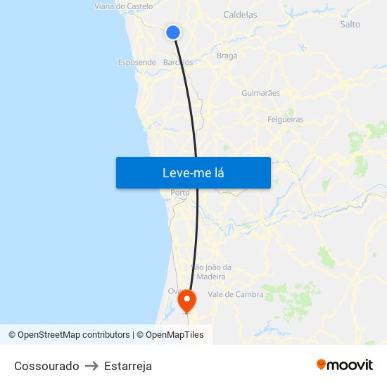 Cossourado to Estarreja map