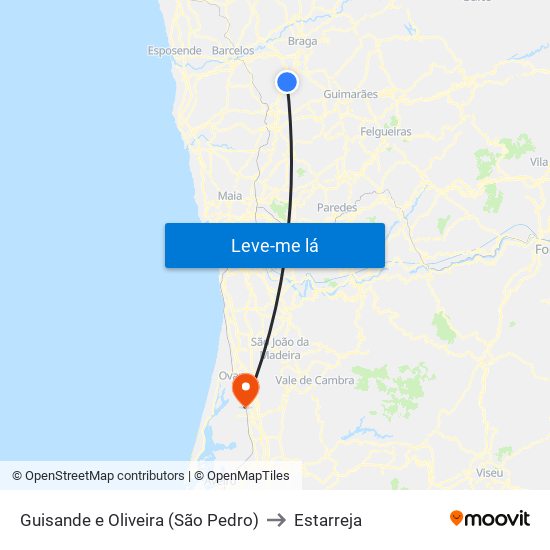 Guisande e Oliveira (São Pedro) to Estarreja map