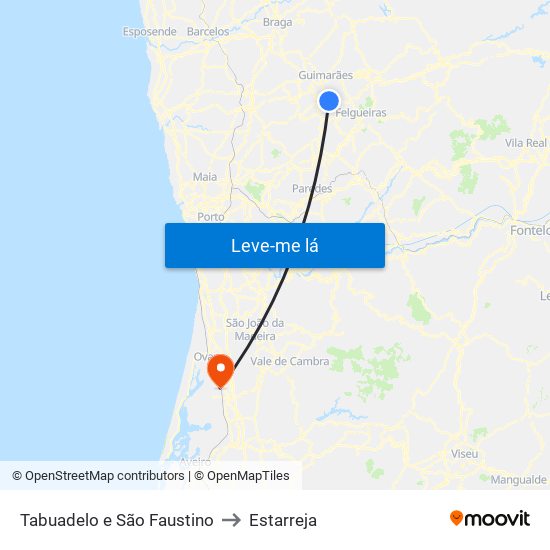 Tabuadelo e São Faustino to Estarreja map