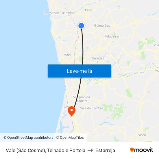 Vale (São Cosme), Telhado e Portela to Estarreja map