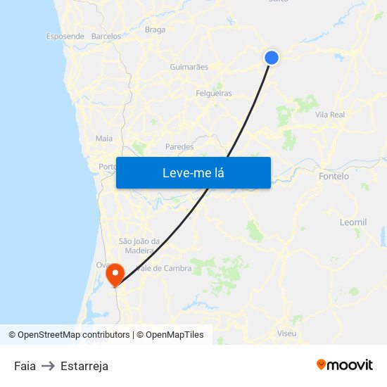 Faia to Estarreja map