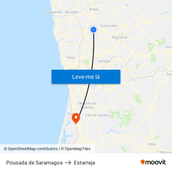 Pousada de Saramagos to Estarreja map