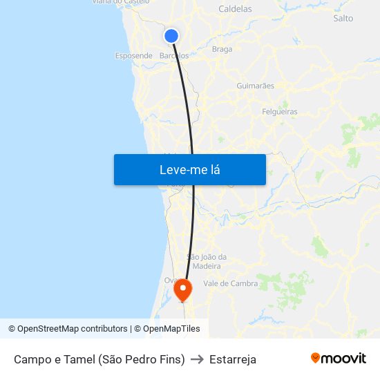 Campo e Tamel (São Pedro Fins) to Estarreja map