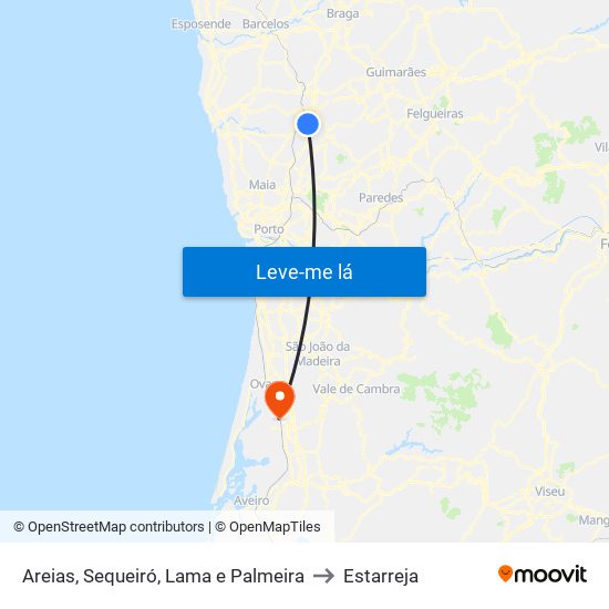 Areias, Sequeiró, Lama e Palmeira to Estarreja map