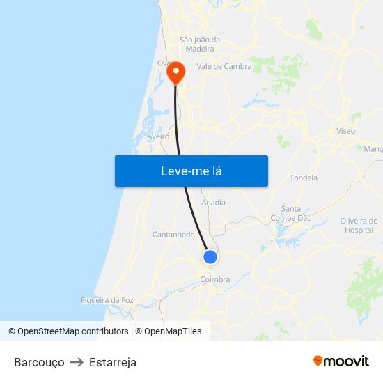 Barcouço to Estarreja map