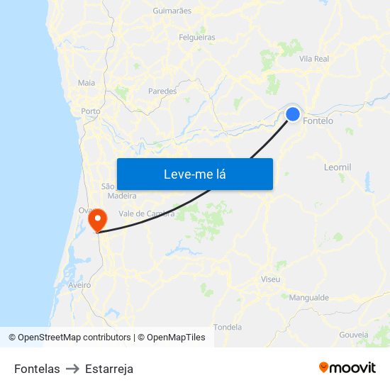 Fontelas to Estarreja map
