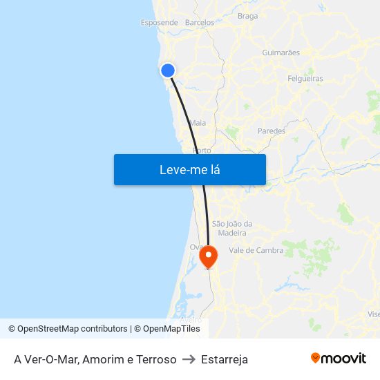 A Ver-O-Mar, Amorim e Terroso to Estarreja map