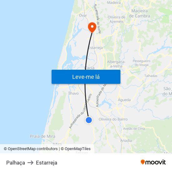 Palhaça to Estarreja map