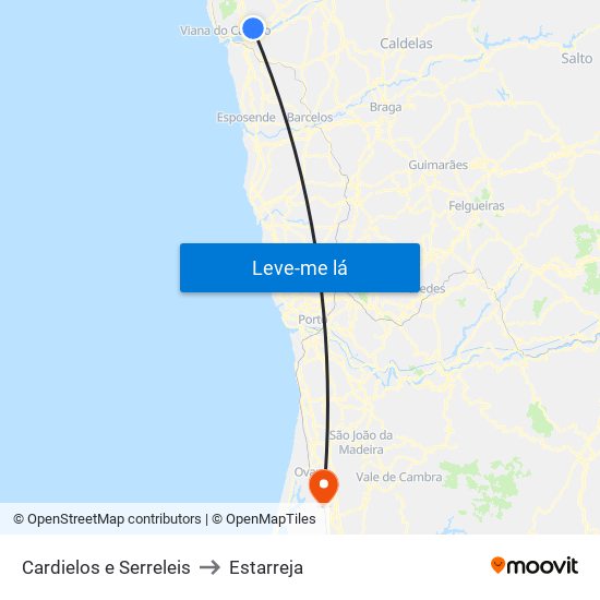 Cardielos e Serreleis to Estarreja map