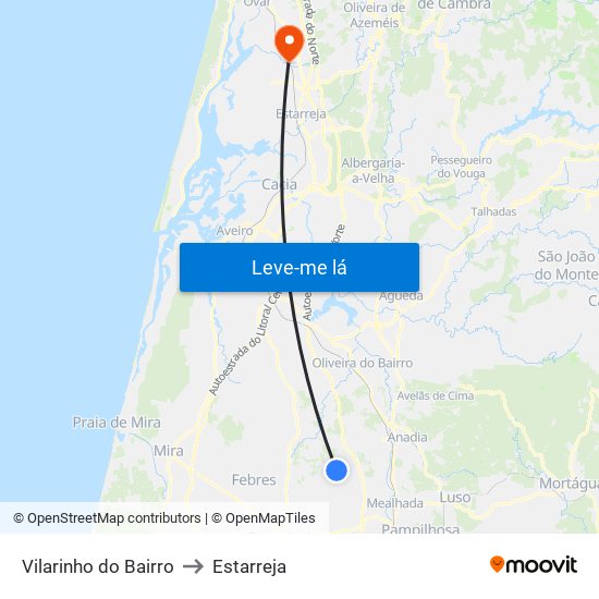 Vilarinho do Bairro to Estarreja map