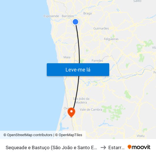 Sequeade e Bastuço (São João e Santo Estêvão) to Estarreja map