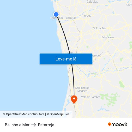 Belinho e Mar to Estarreja map