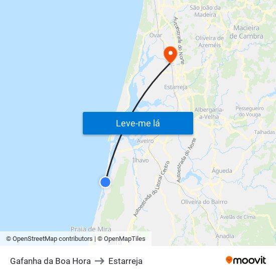 Gafanha da Boa Hora to Estarreja map