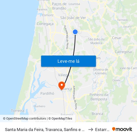 Santa Maria da Feira, Travanca, Sanfins e Espargo to Estarreja map