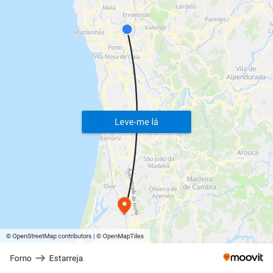 Forno to Estarreja map