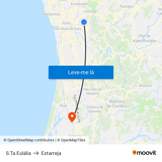 S.Ta Eulália to Estarreja map