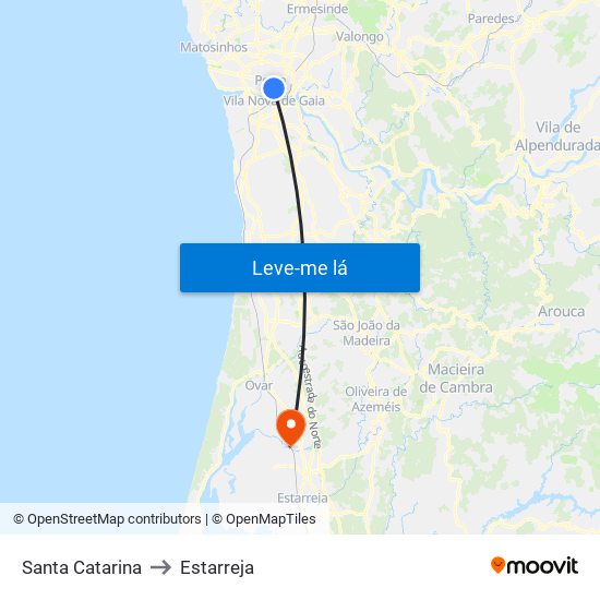 Santa Catarina to Estarreja map