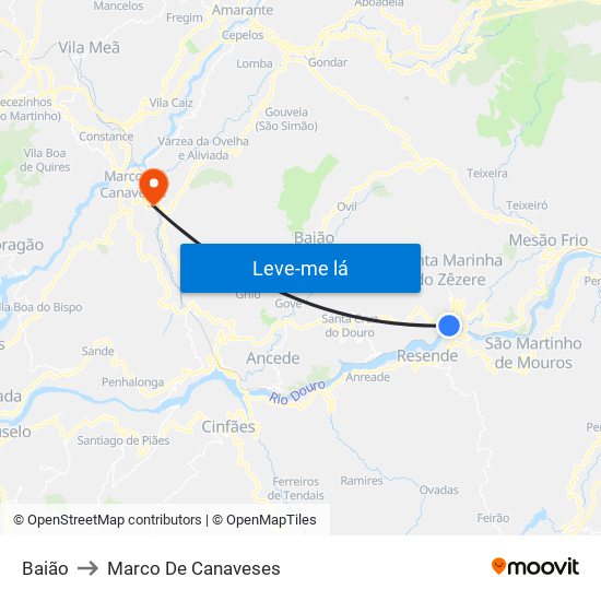 Baião to Marco De Canaveses map