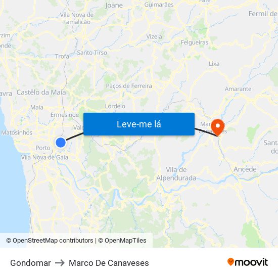 Gondomar to Marco De Canaveses map