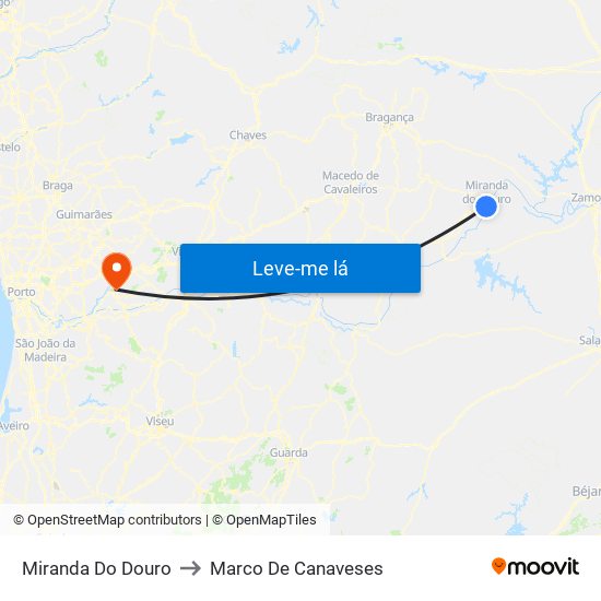 Miranda Do Douro to Marco De Canaveses map