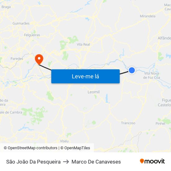São João Da Pesqueira to Marco De Canaveses map