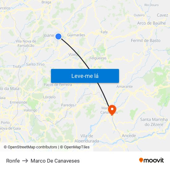 Ronfe to Marco De Canaveses map