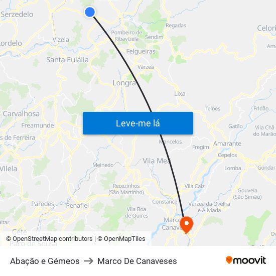 Abação e Gémeos to Marco De Canaveses map