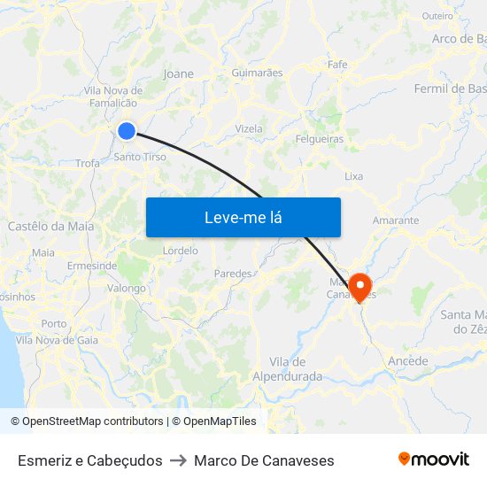 Esmeriz e Cabeçudos to Marco De Canaveses map