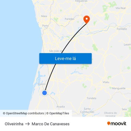 Oliveirinha to Marco De Canaveses map