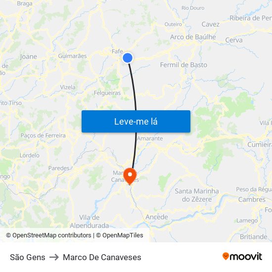 São Gens to Marco De Canaveses map