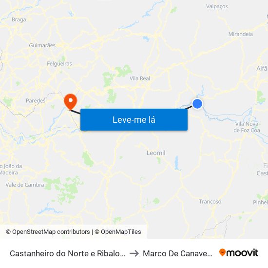 Castanheiro do Norte e Ribalonga to Marco De Canaveses map