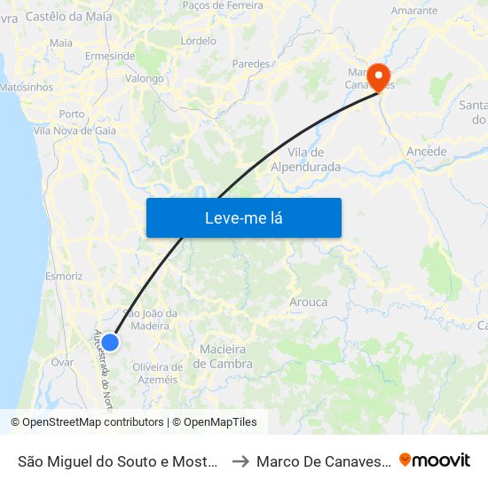 São Miguel do Souto e Mosteirô to Marco De Canaveses map