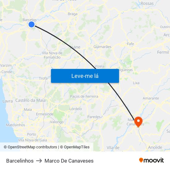 Barcelinhos to Marco De Canaveses map
