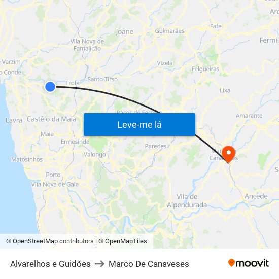 Alvarelhos e Guidões to Marco De Canaveses map