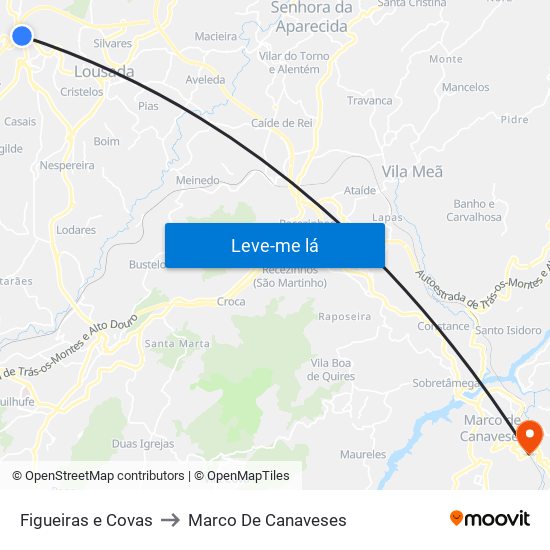 Figueiras e Covas to Marco De Canaveses map