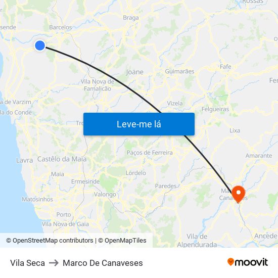 Vila Seca to Marco De Canaveses map