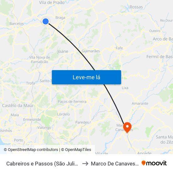 Cabreiros e Passos (São Julião) to Marco De Canaveses map