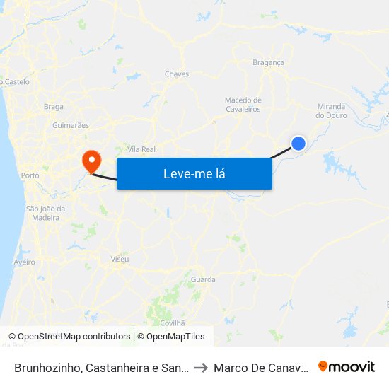 Brunhozinho, Castanheira e Sanhoane to Marco De Canaveses map
