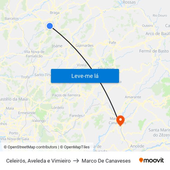 Celeirós, Aveleda e Vimieiro to Marco De Canaveses map