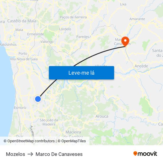 Mozelos to Marco De Canaveses map