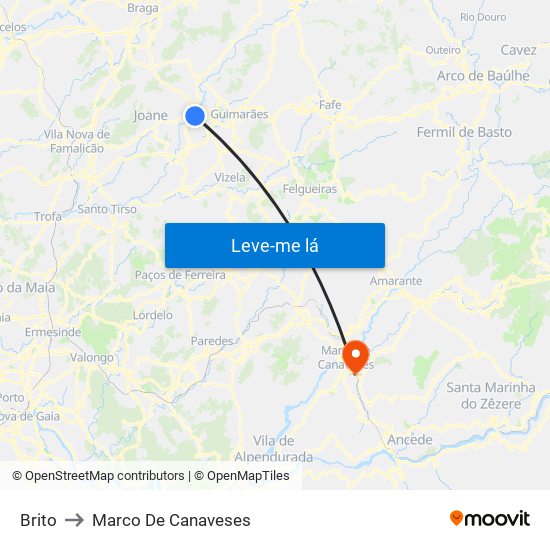 Brito to Marco De Canaveses map