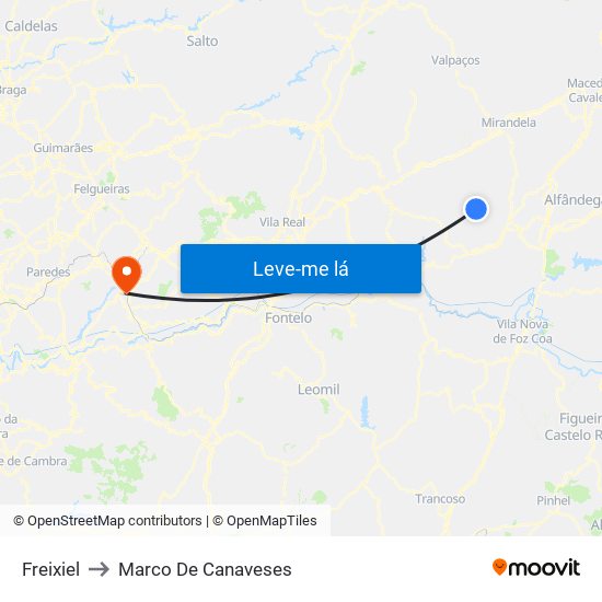 Freixiel to Marco De Canaveses map